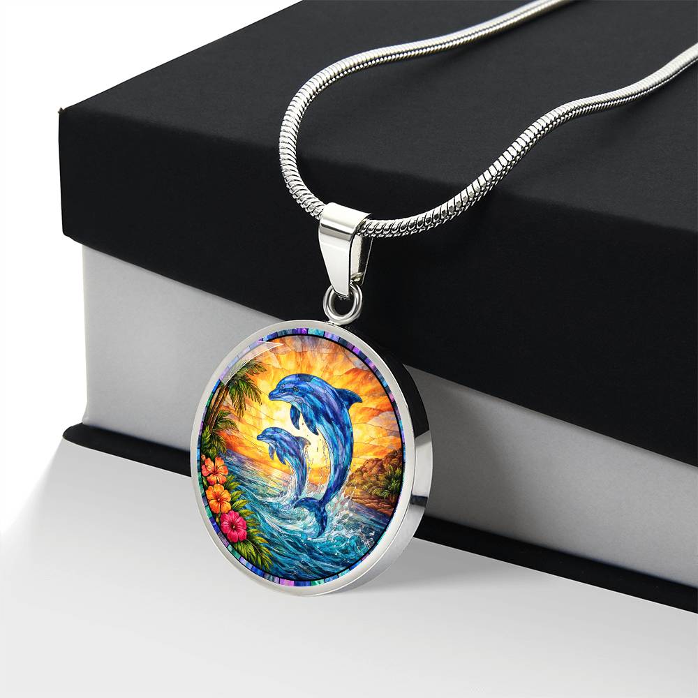 Dolphin Engraved Pendant Necklace