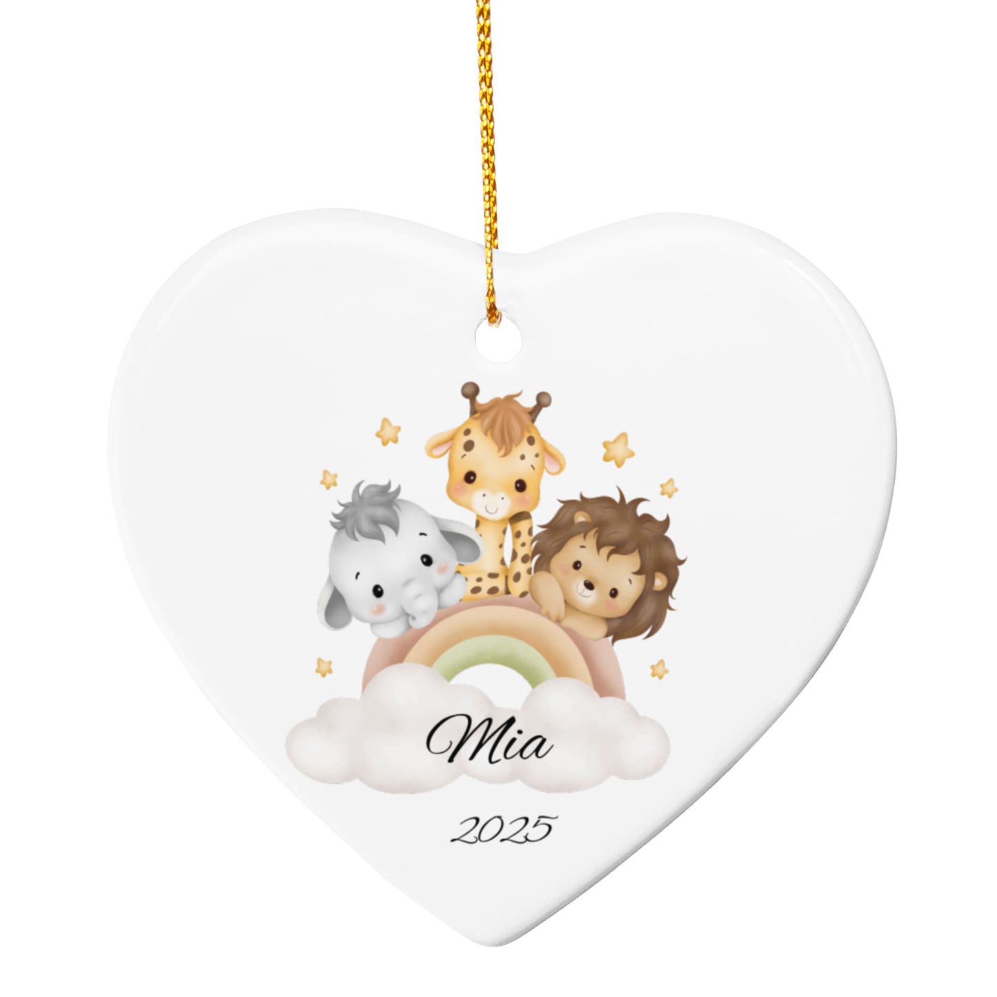 Baby Safari Animal Heart Ornament
