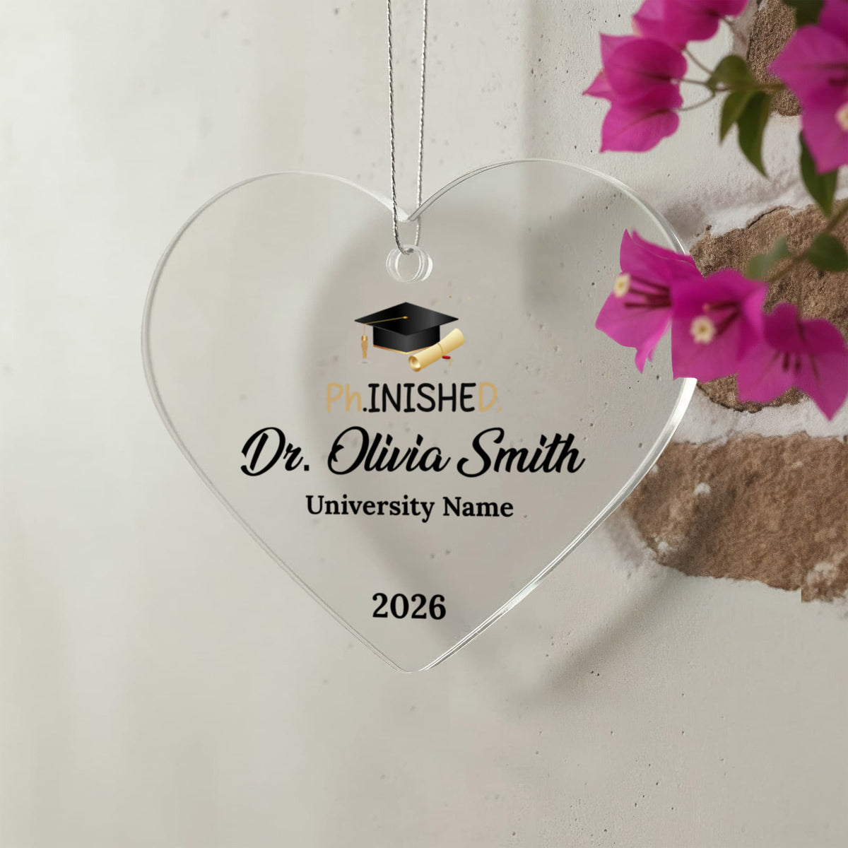 Phd Doctorate Degree Ceramic Heart Ornament