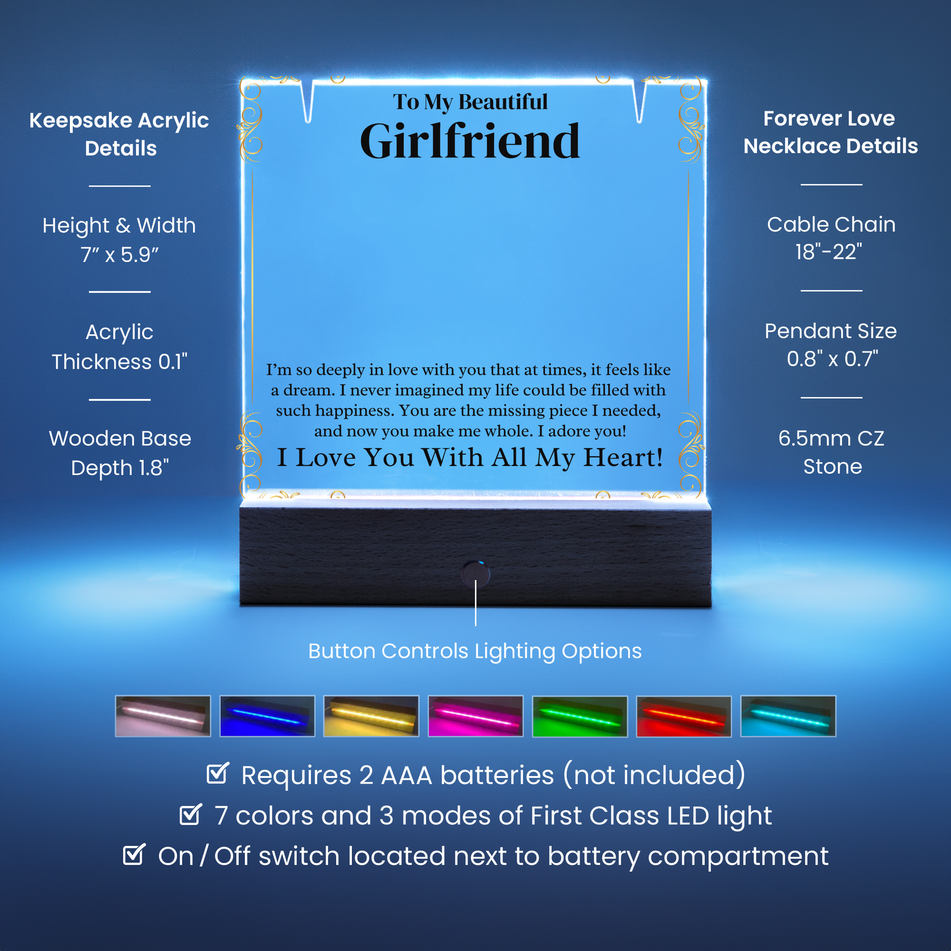 Girlfriend Lighted Jewelry Holder with Necklace Gift Set-[Heartfelt Family Gift]
