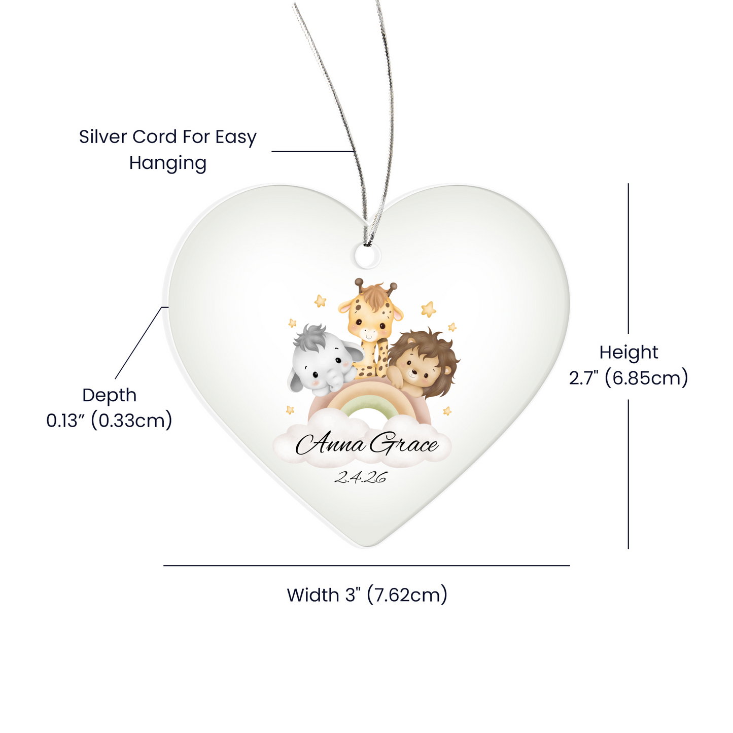 Baby Safari Animal Heart Ornament