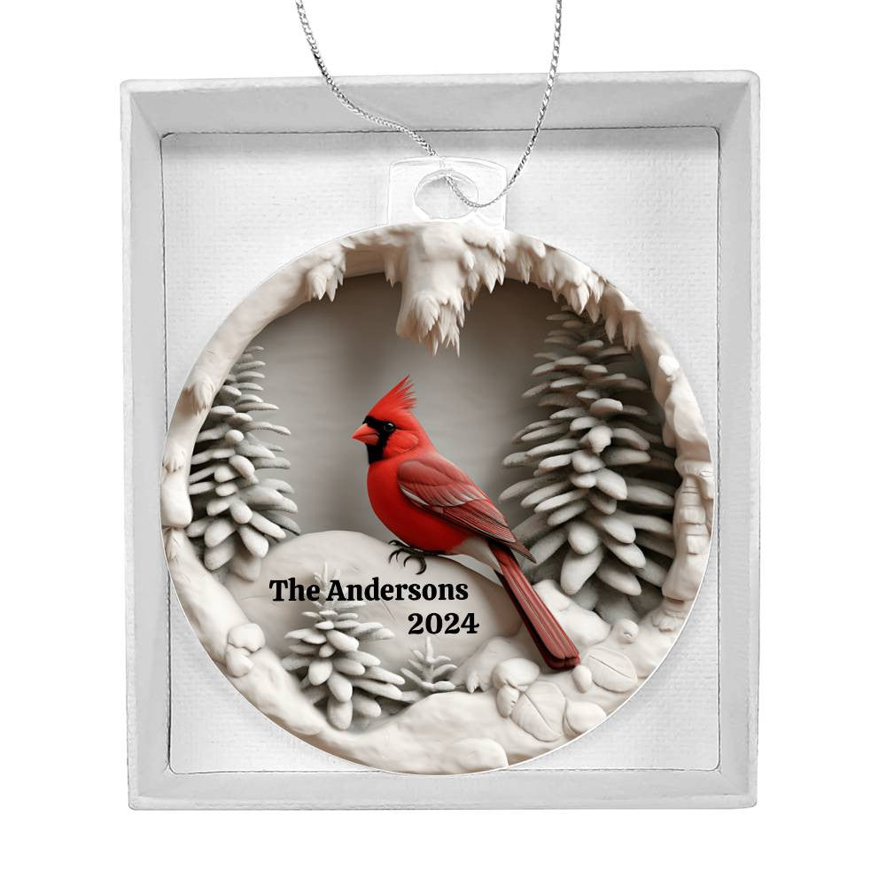 Cardinal Family Name Date Custom Christmas Ornament-[Heartfelt Family Gift]
