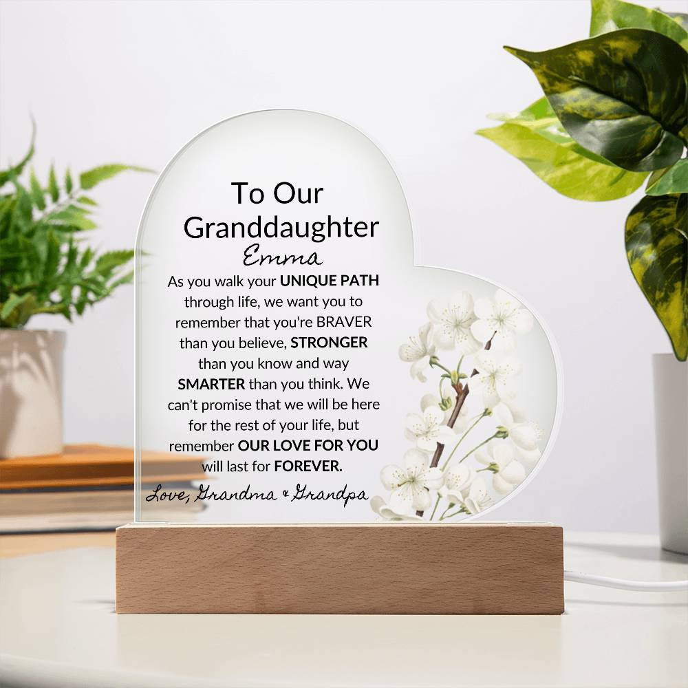 Granddaughter Acrylic Heart-[Heartfelt Family Gift]