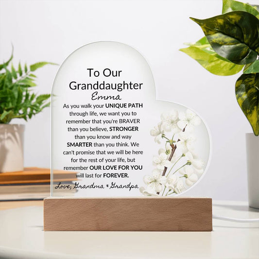 Granddaughter Acrylic Heart-[Heartfelt Family Gift]