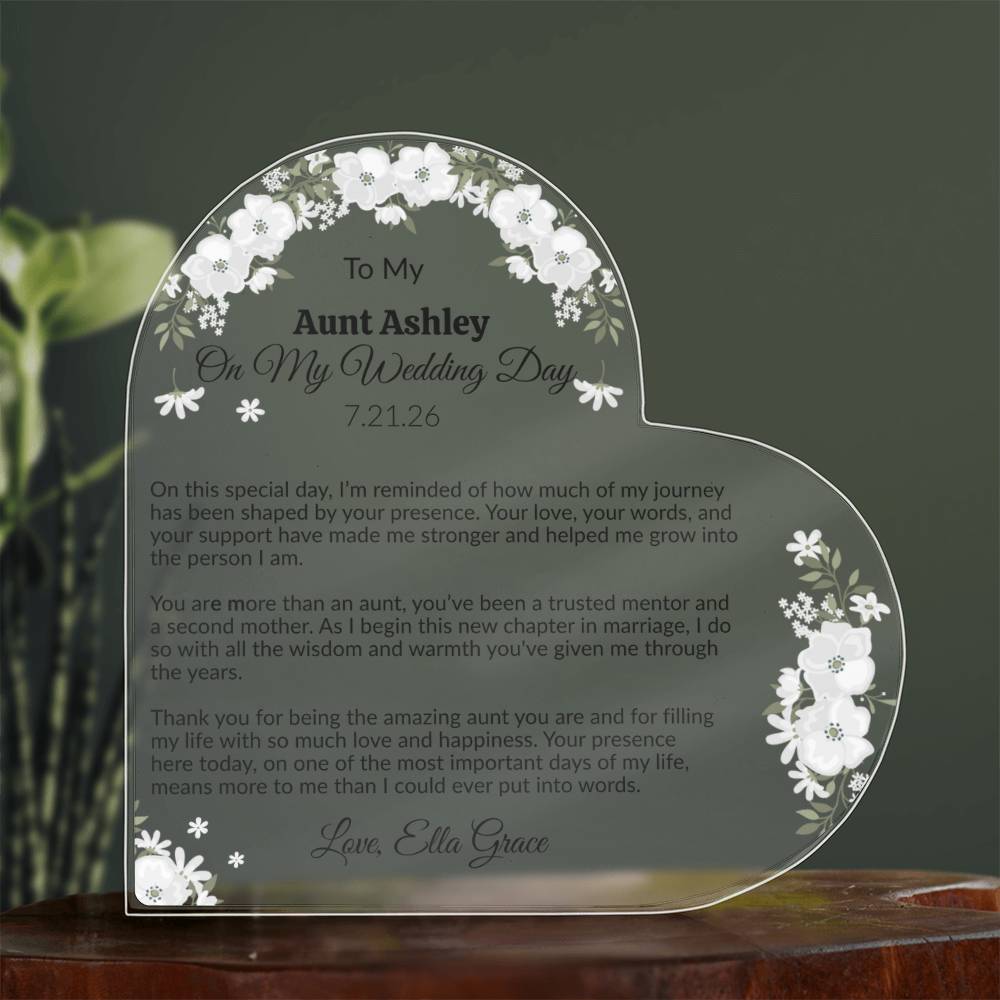 Personalized Wedding Day Acrylic Heart Plaque