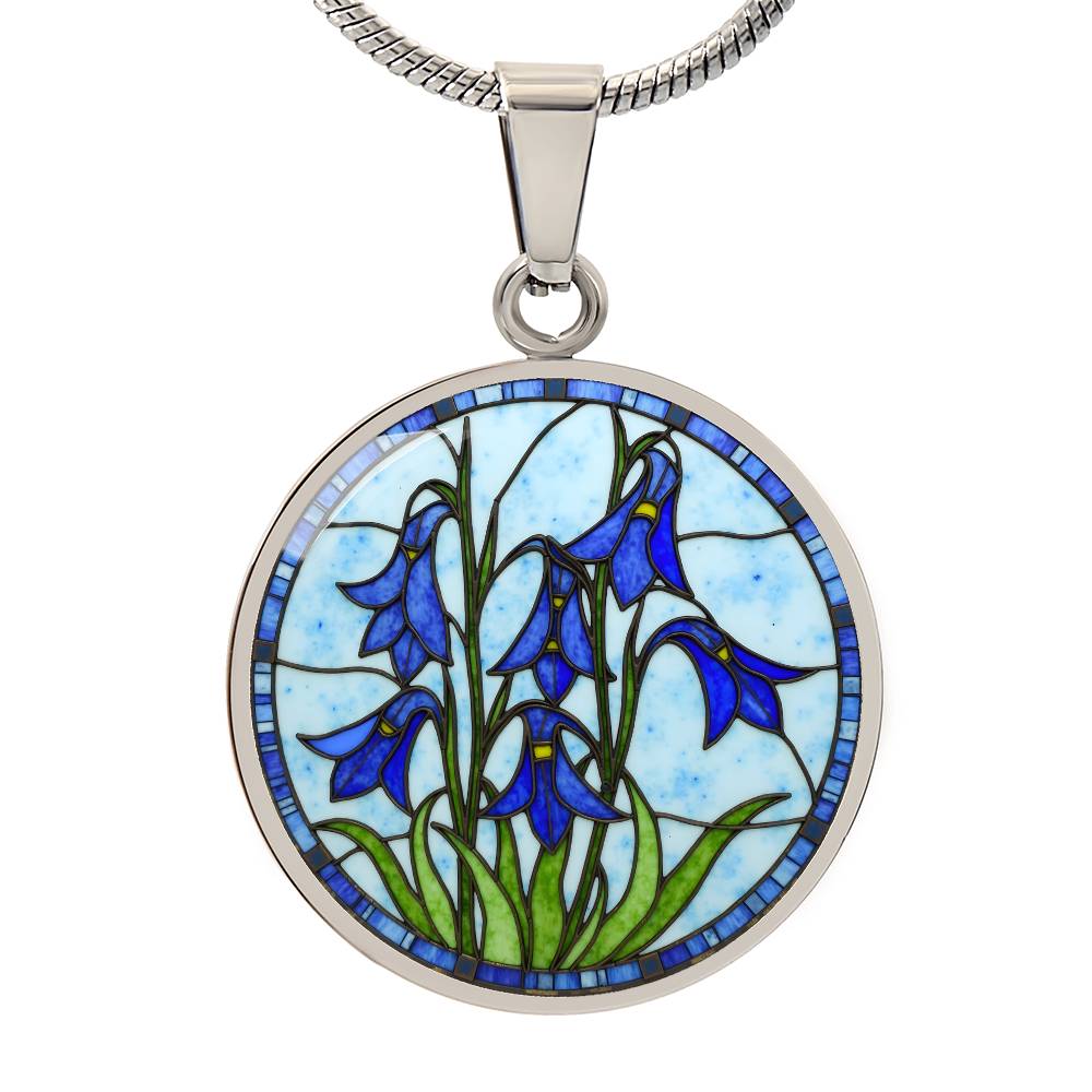 Iris Floral Necklace with Engraving