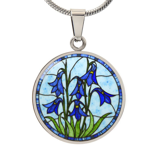 Iris Floral Necklace with Engraving