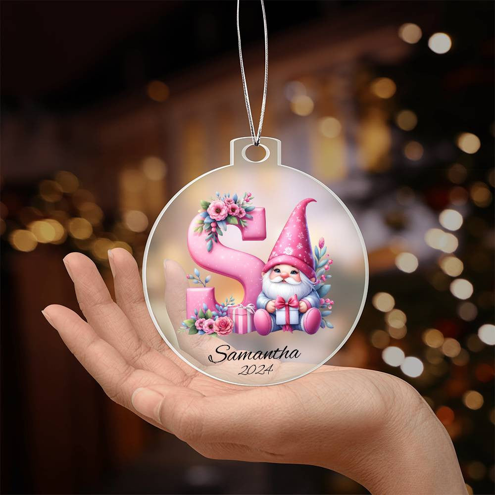 Pink Gnome Galentine Christmas Ornament-[Heartfelt Family Gift]