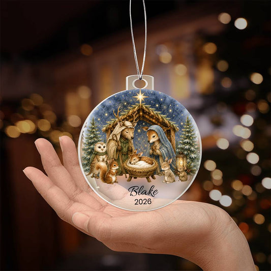 Woodland Animal Nativity Christmas Ornament