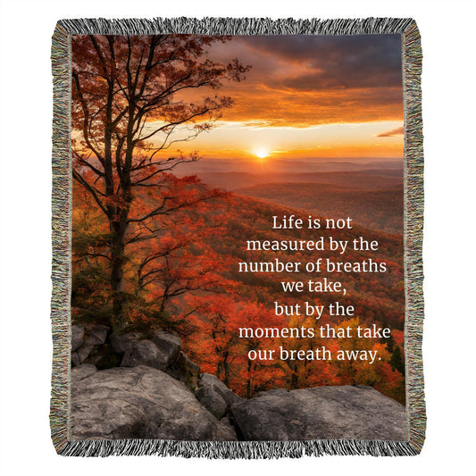 Fall Mountain Sunrise Heirloom Artwork Woven Blanket (Portrait)-[Heartfelt Family Gift]