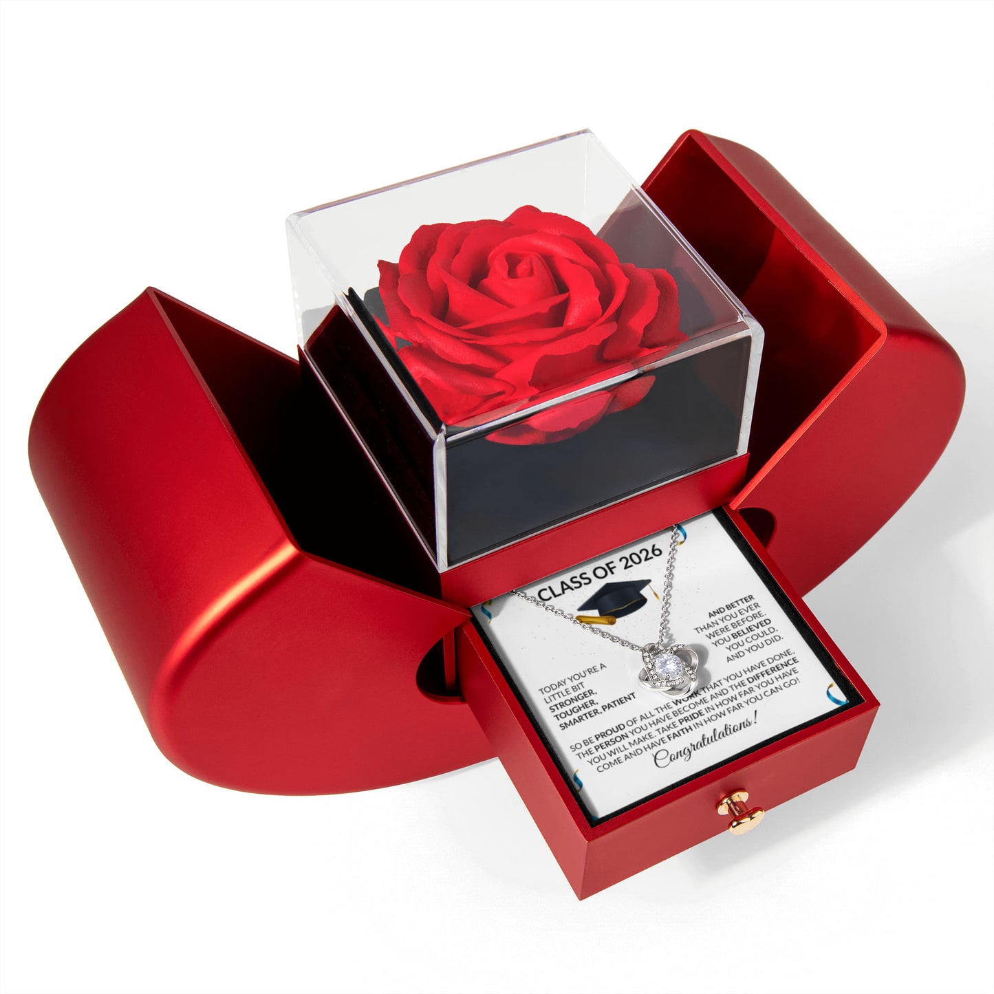 Class of 2026 Graduation Necklace Rose Gift Box Set