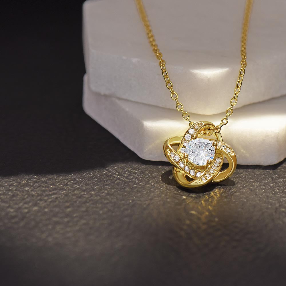 Personalized Love Knot Necklace Gift for Daughter from Mom or Dad-[Heartfelt Family Gift]