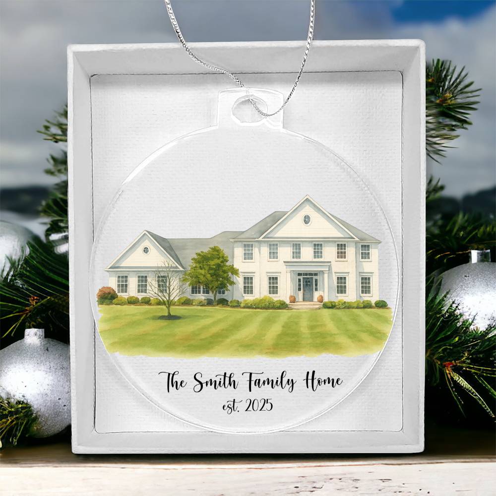 First Christmas In Our New Home Watercolor Portrait Ornament