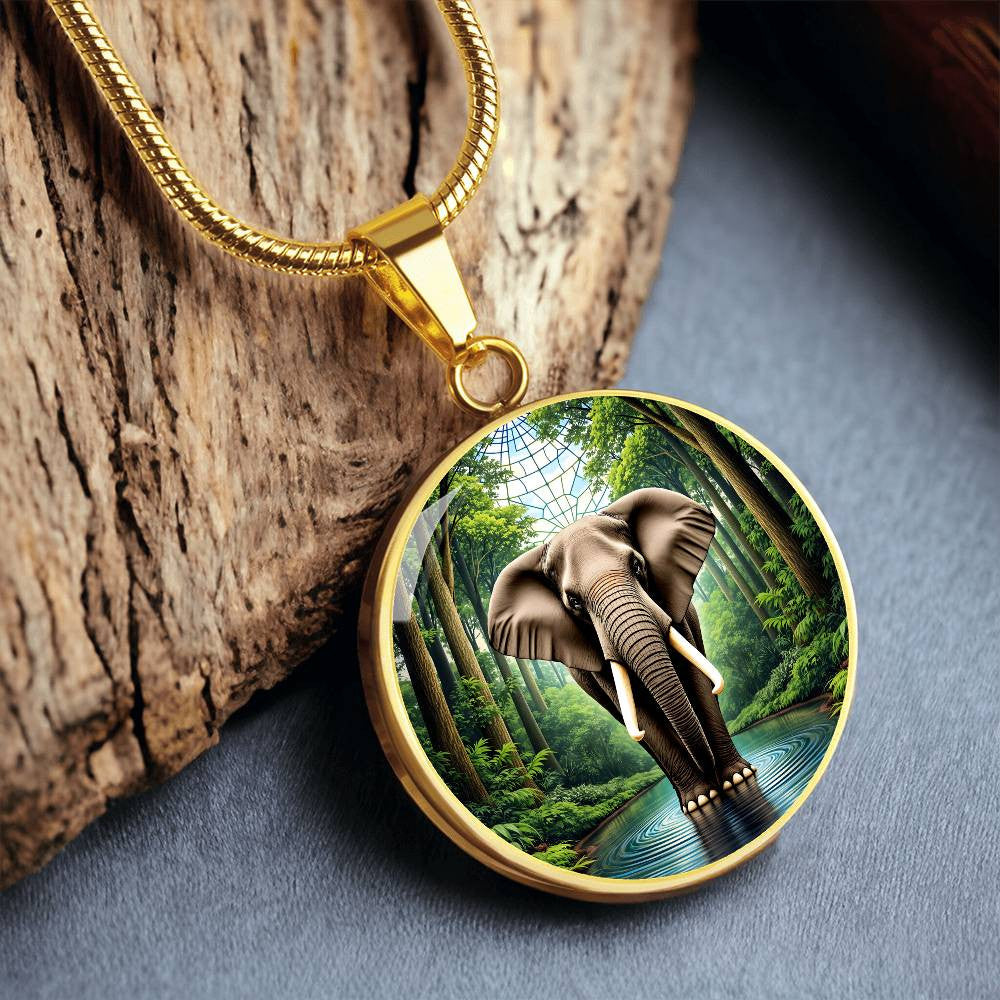 Elephant Circle Necklace with Engraving-[Heartfelt Family Gift]