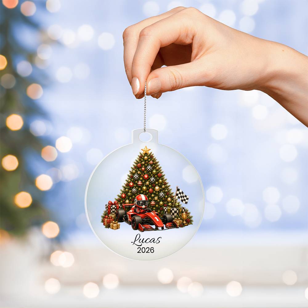 Race Car Driver Kids Christmas Ornament