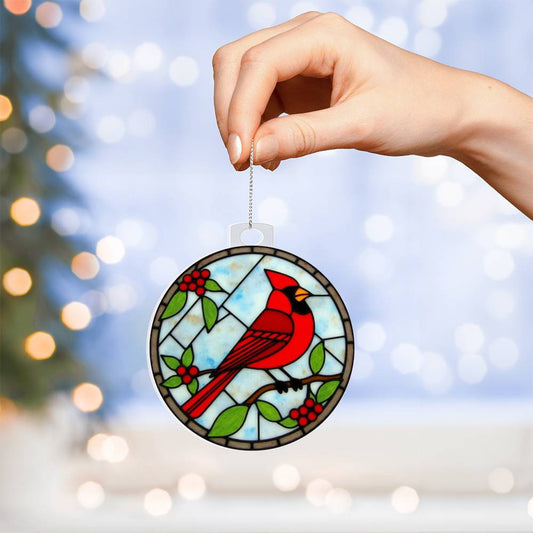 Cardinal Acrylic Christmas Ornament-[Heartfelt Family Gift]