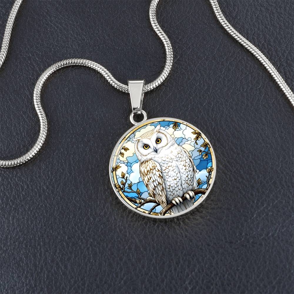 Snowy Owl Engraved Necklace or Bracelet in Gold or SIlver