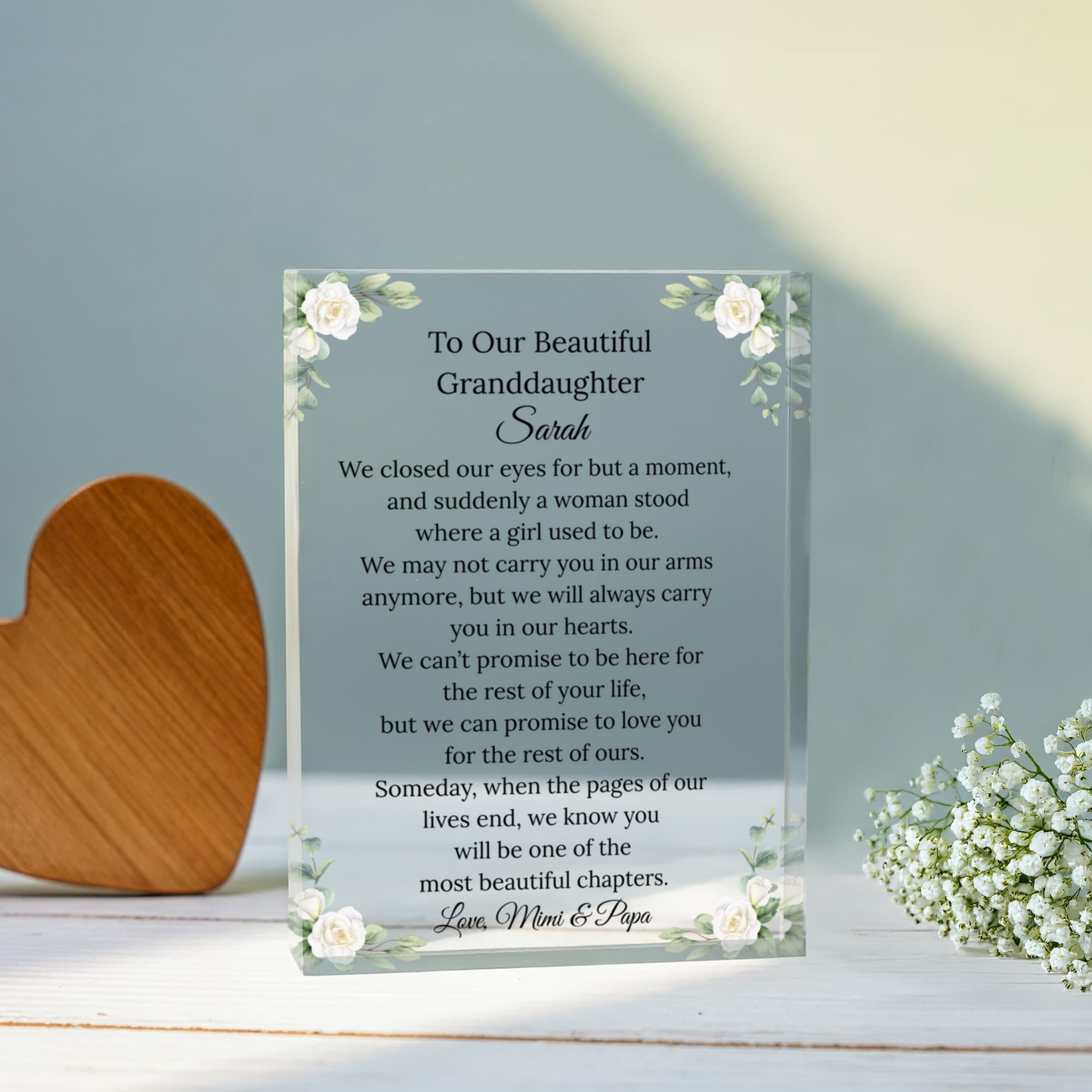 To Our Granddaughter Floral Plaque from Grandparents