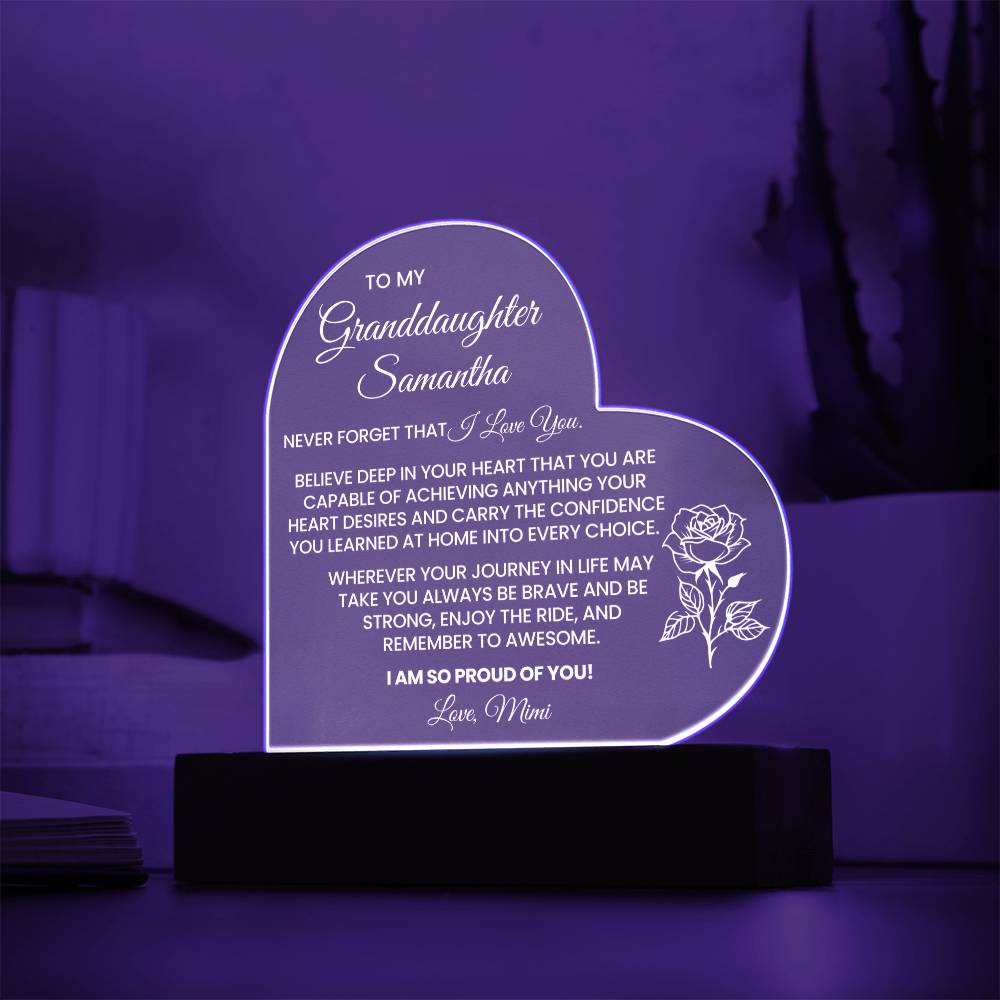 Personalized Granddaughter Plaque Gift with Name