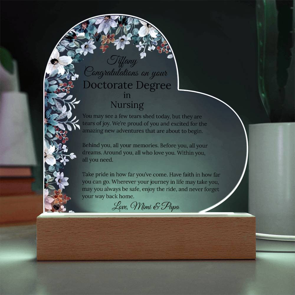 Personalized Doctorate Degree Graduation Plaque