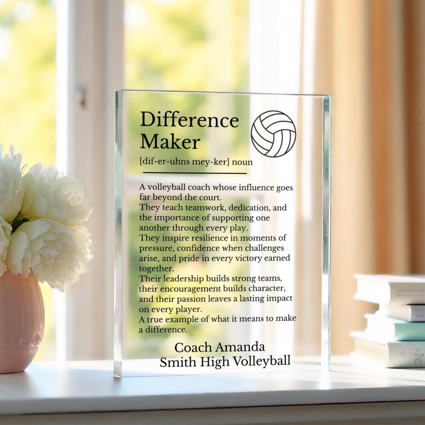 Volleyball Coach Difference Maker Plaque