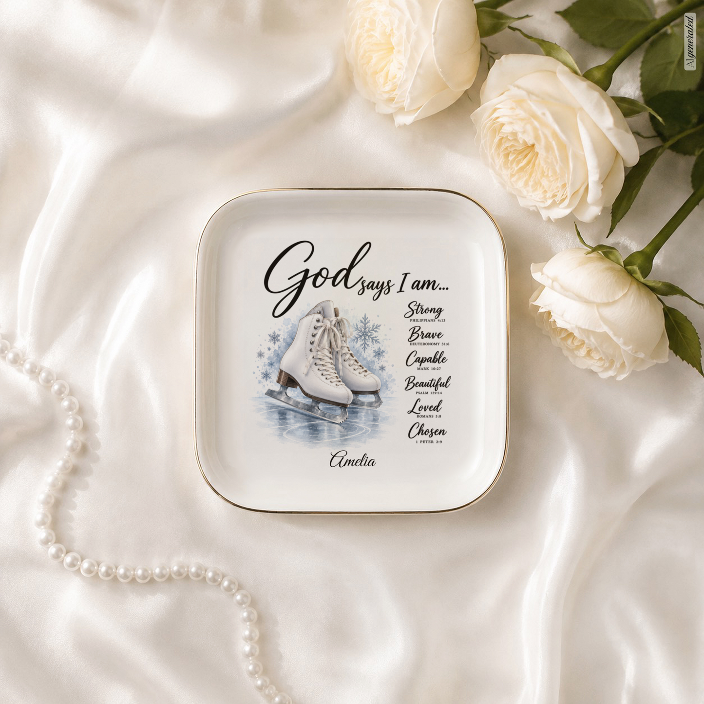 Ice Skating Christian Jewelry Dish Trinket Tray