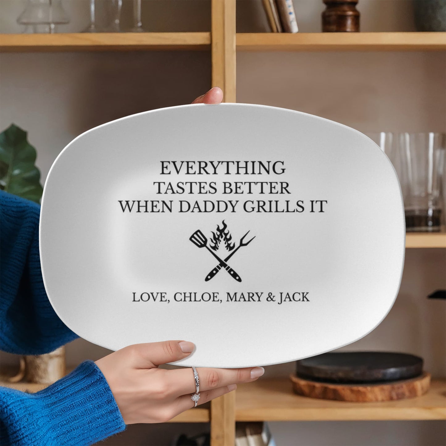 Personalized BBQ Platter, Gift for Dad, Everything Tastes Better Plate, Custom Grill Plate, Dad Grilling Gift, Father's Day Present