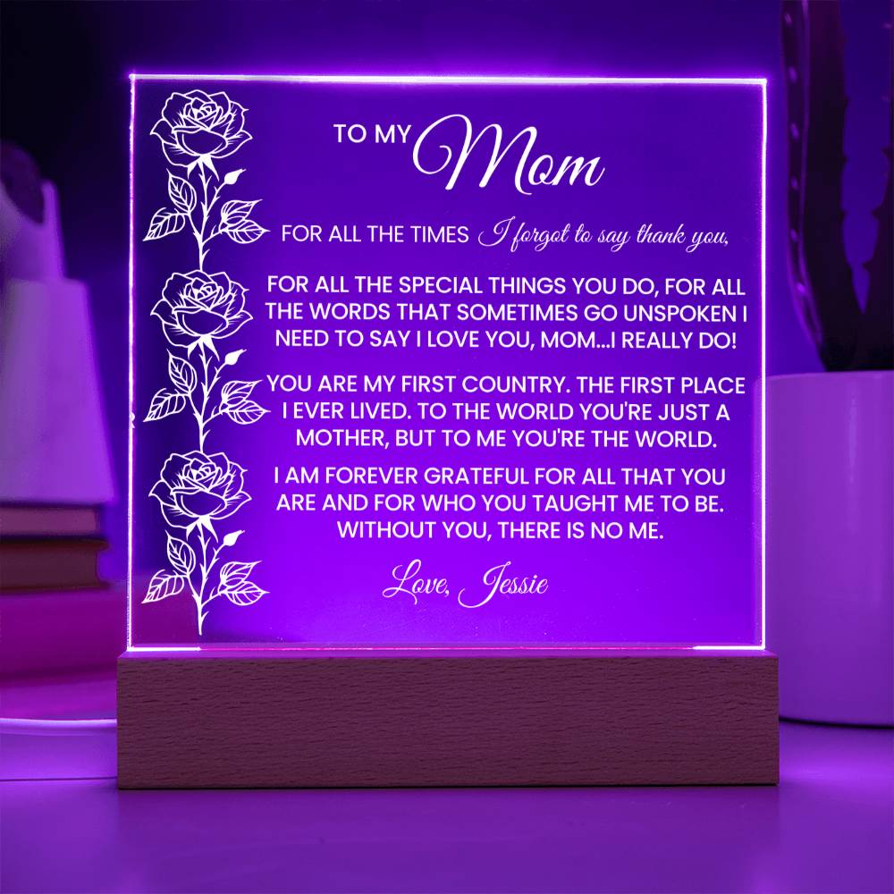 Mom Rose Plaque Gift