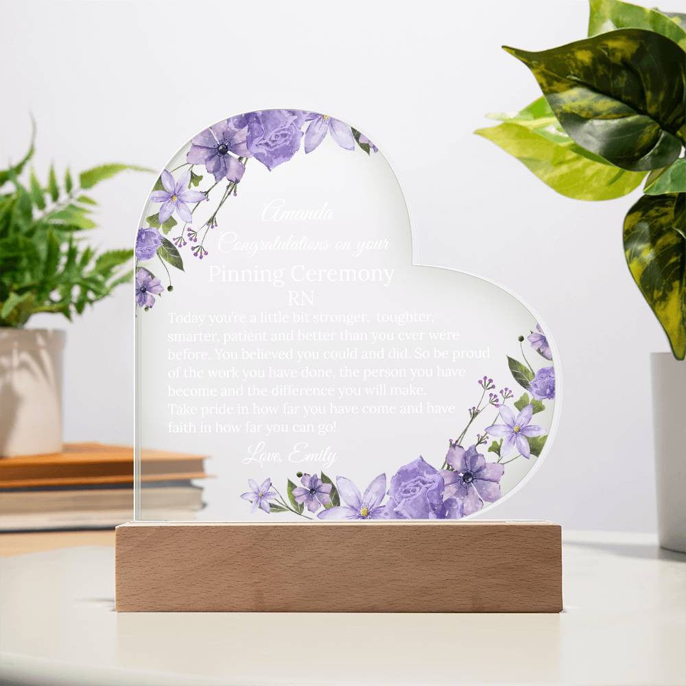 Personalized Pinning Ceremony Acrylic Heart Plaque