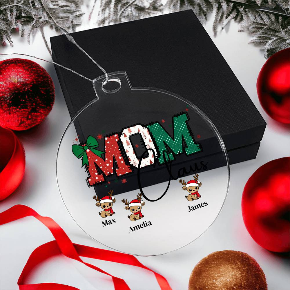 Mom Claus Acrylic Christmas Ornament-[Heartfelt Family Gift]