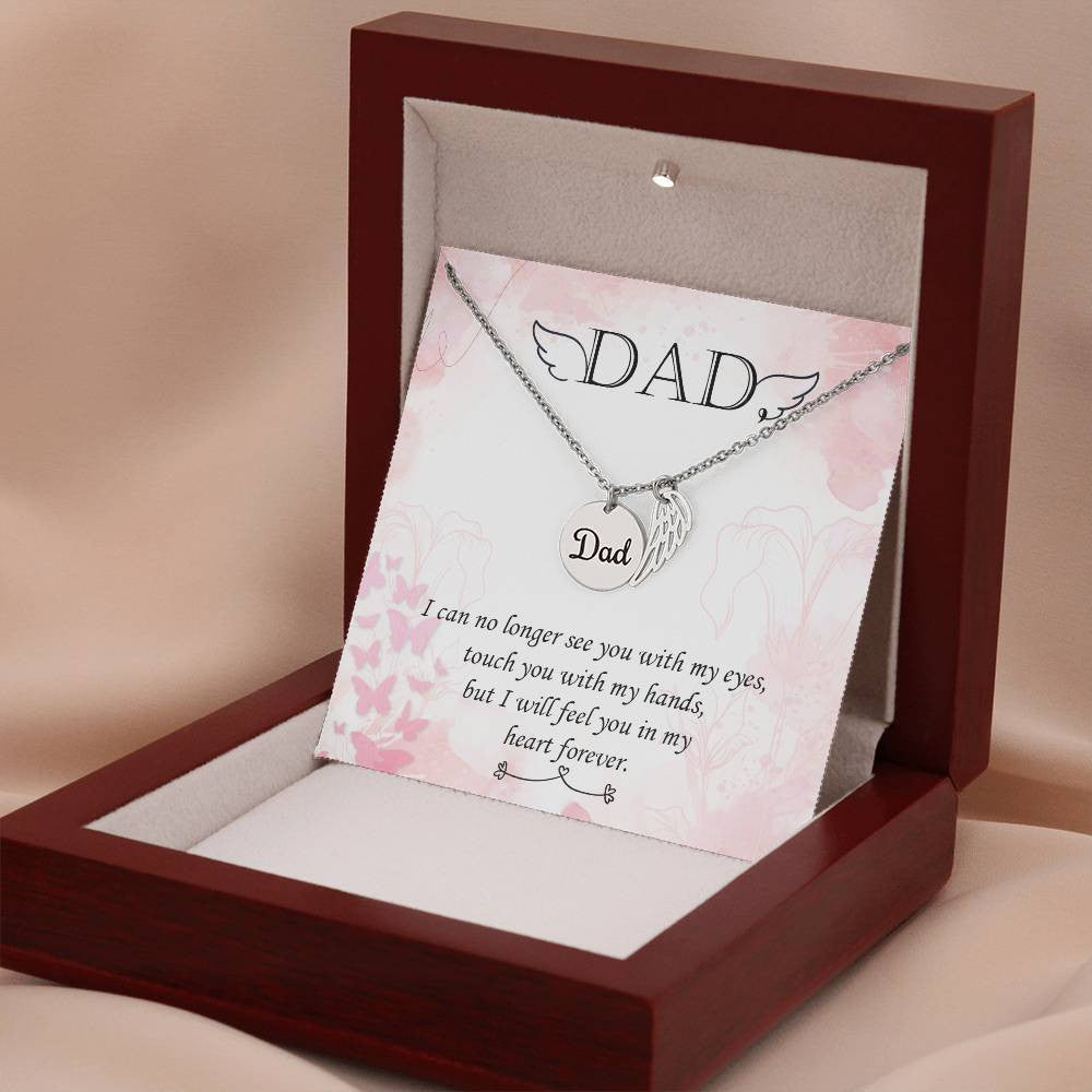 dad Memorial Necklace Angel Wing Charm-[Heartfelt Family Gift]