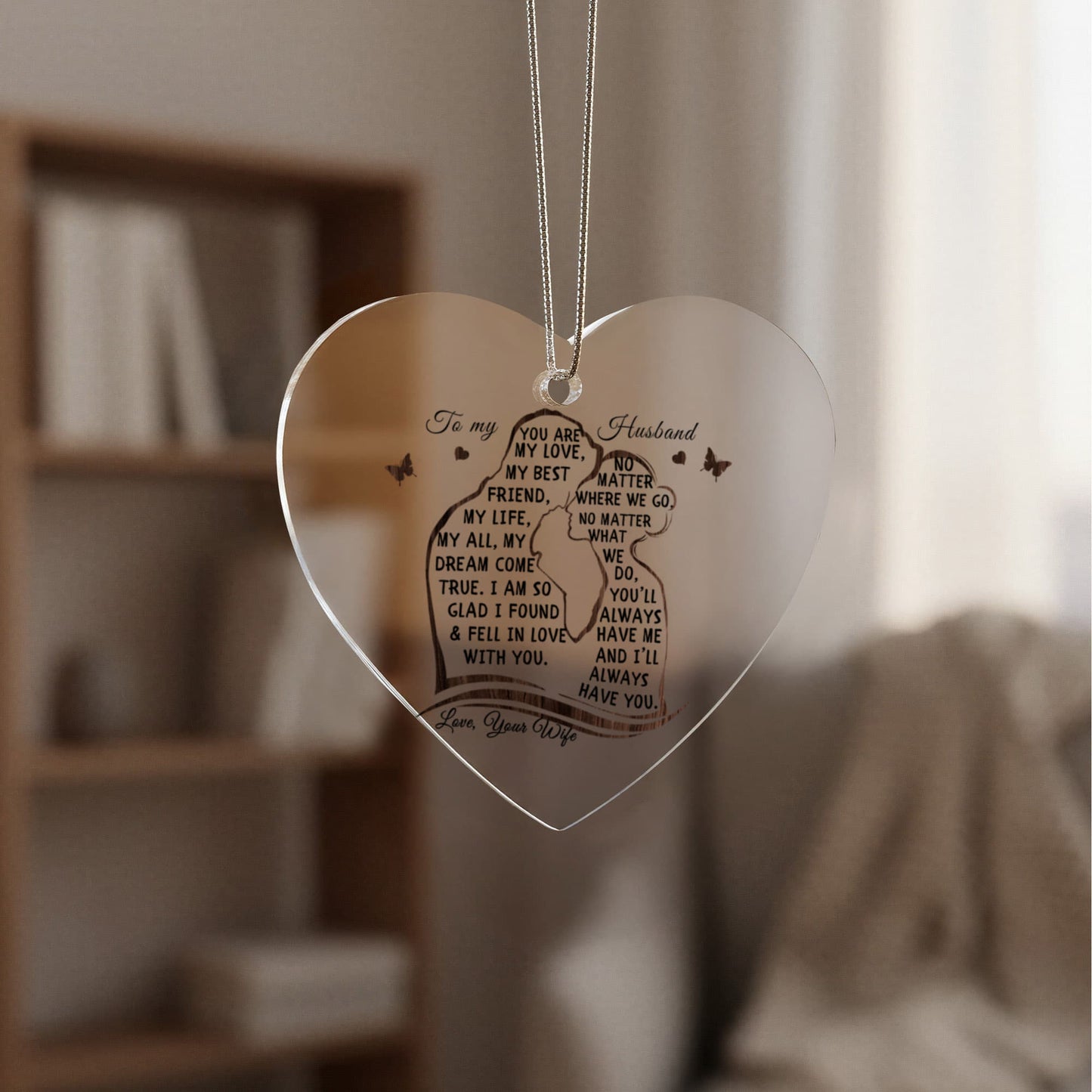 To My Husband Acrylic Heart Ornament