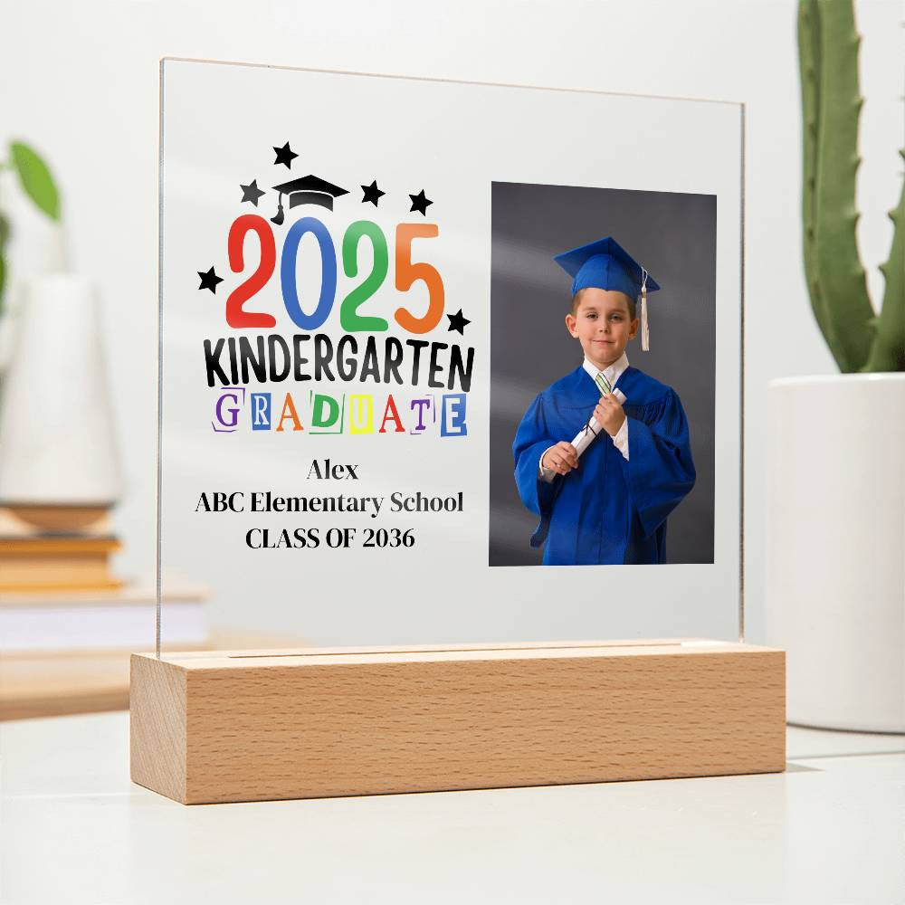 Kindergarten Graduation LED Acrylic Photo Frame Plaque-[Heartfelt Family Gift]