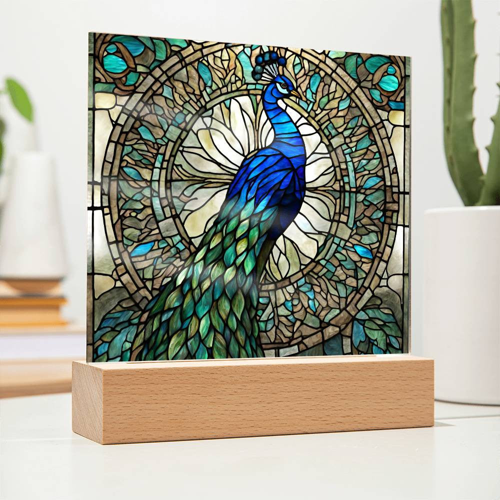 Peacock LED Acrylic Plaque-[Heartfelt Family Gift]