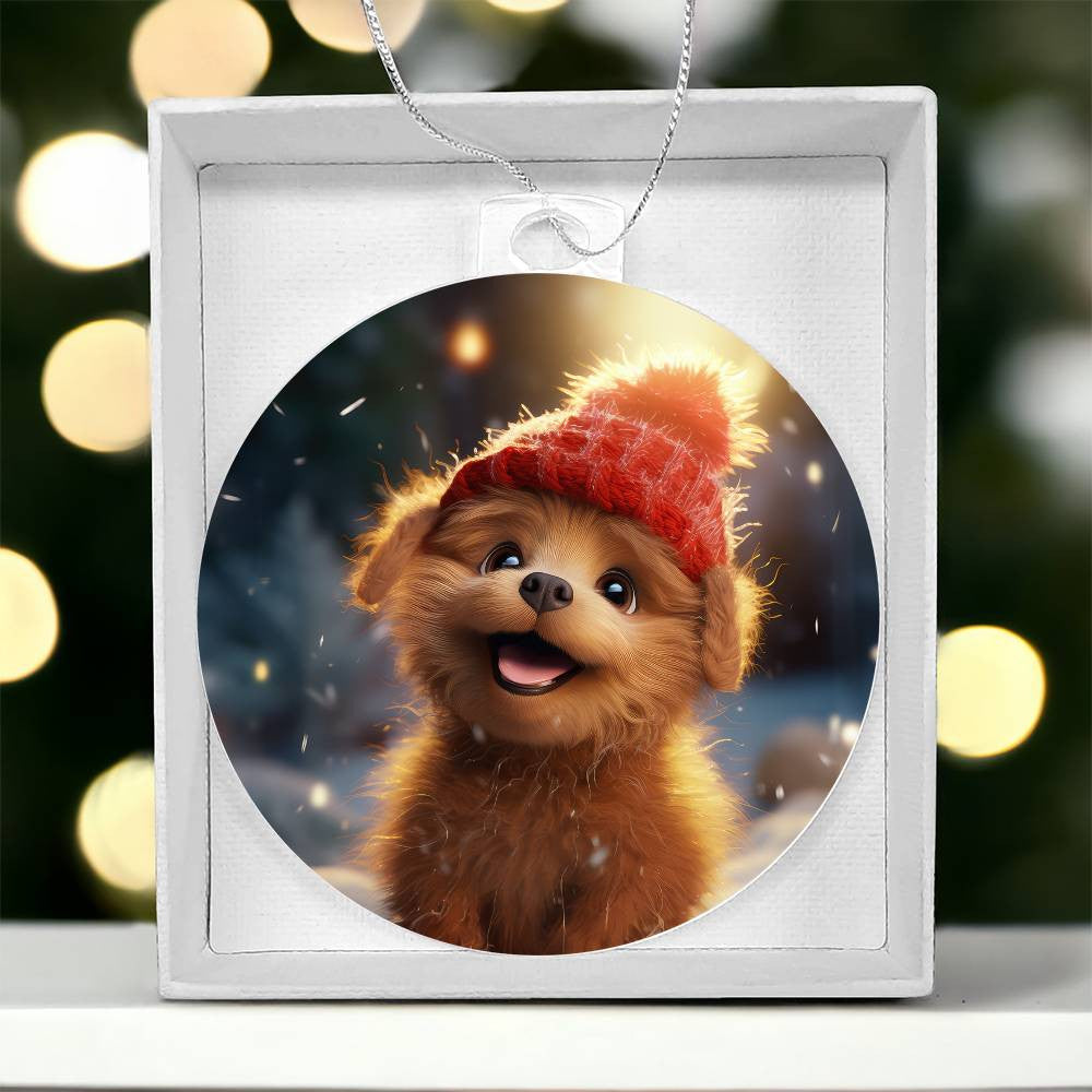 Cute Puppy Dog Acrylic Christmas Ornament-[Heartfelt Family Gift]