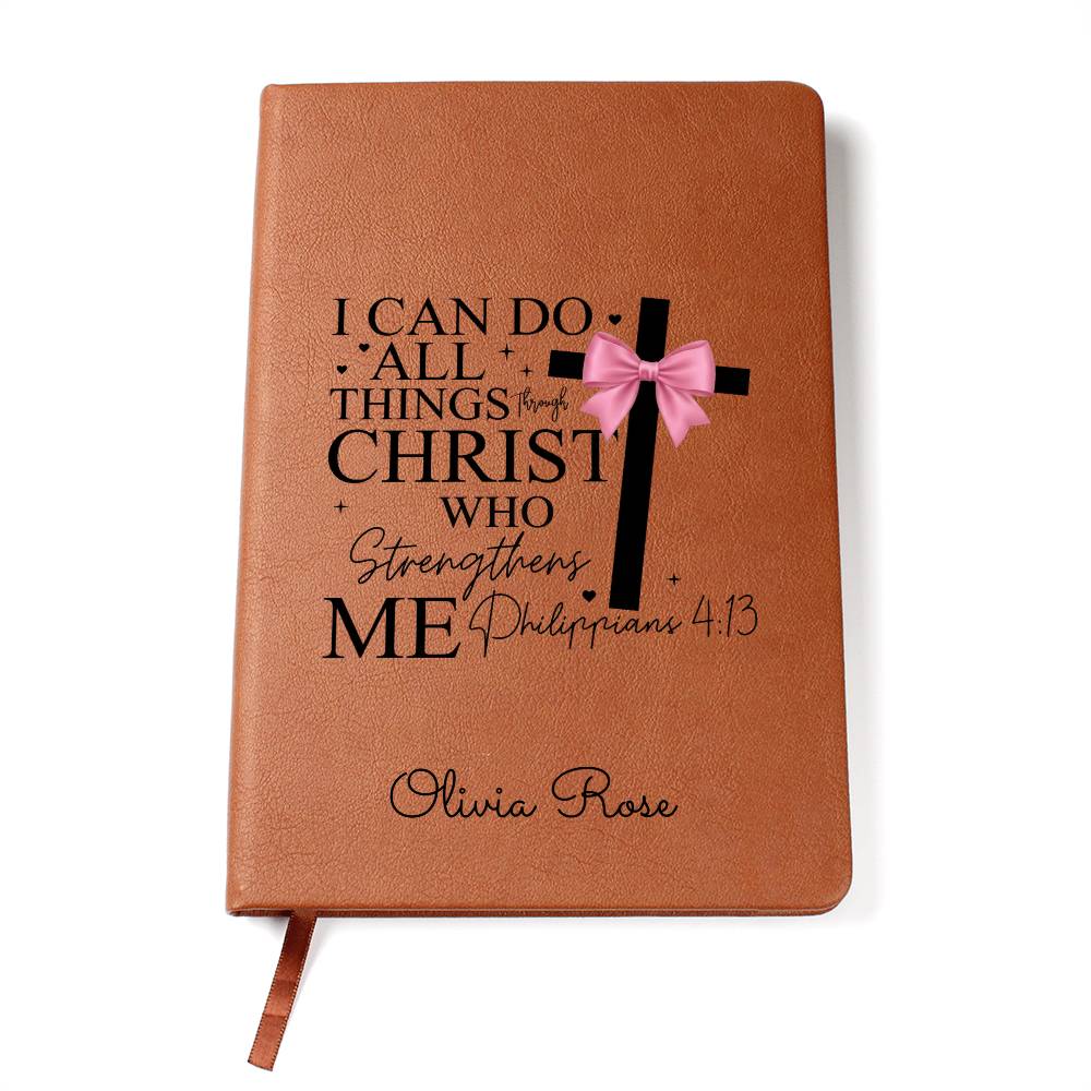 Personalized Pray Journal Bible Verse Journal, Philippians 4:13, Christian Gift for Women, Custom Name Scripture Keepsake