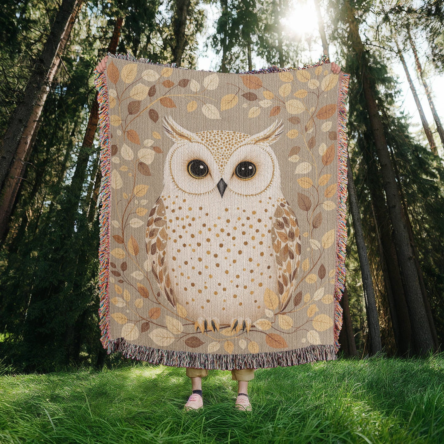 Owl Woven Cotton Throw Blanket-[Heartfelt Family Gift]