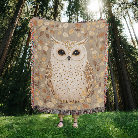 Owl Woven Cotton Throw Blanket-[Heartfelt Family Gift]