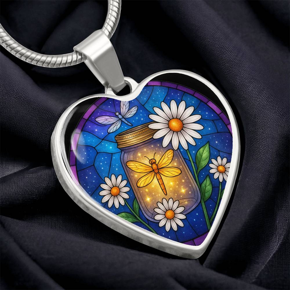Dragonfy Floral Necklace with Engraving