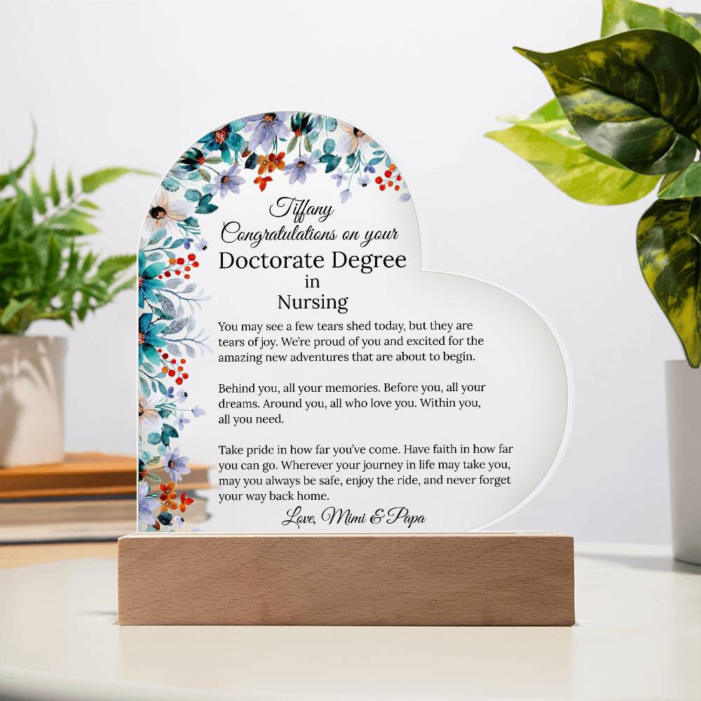 Personalized Doctorate Degree Graduation Plaque