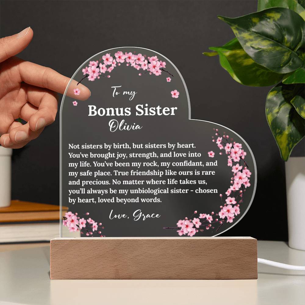 Bonus Sister in Heart Acrylic Heart Plaque