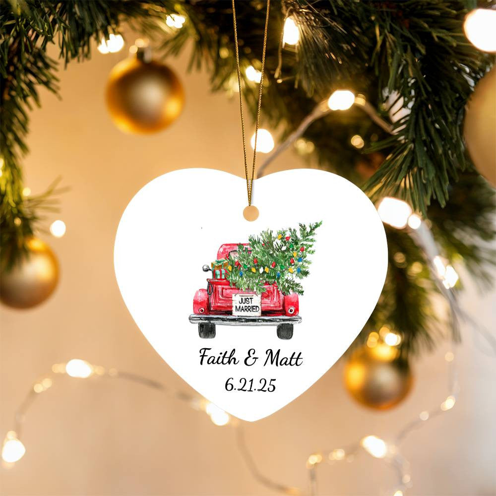 1st Christmas Married Heart Ornament-[Heartfelt Family Gift]