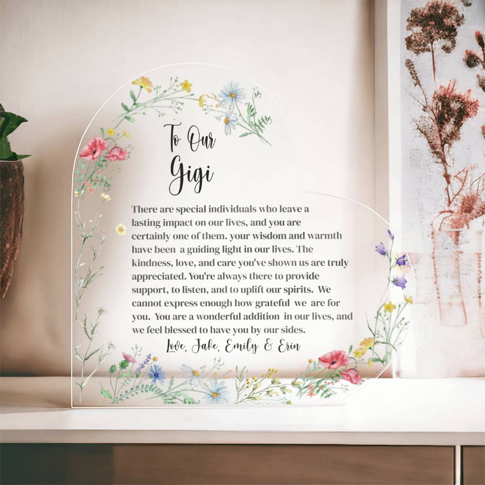 Gigi Acrylic Heart Plaque Gift