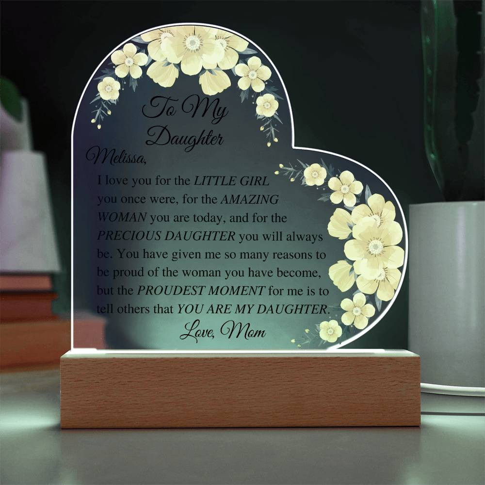 Daughter Acrylic Heart Plaque-[Heartfelt Family Gift]