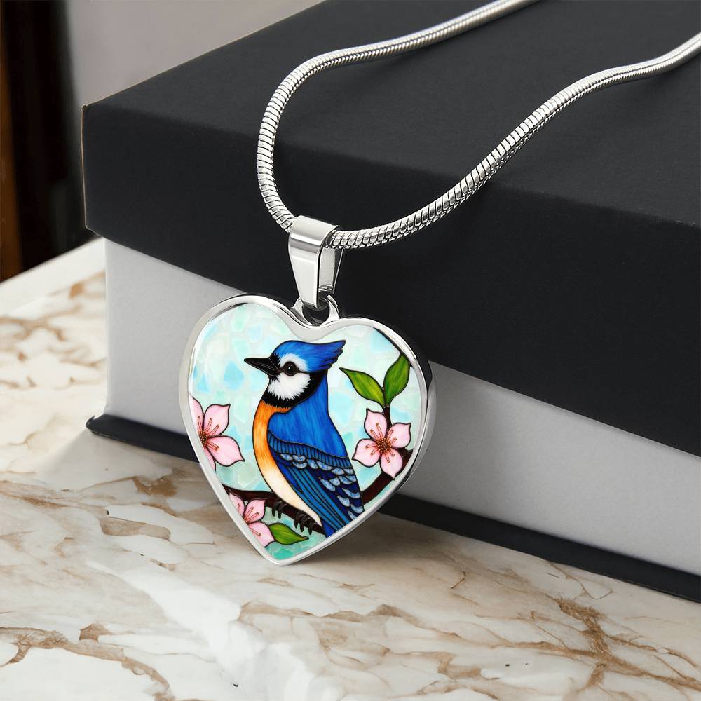 Bluebird Floral Necklace with Engraving