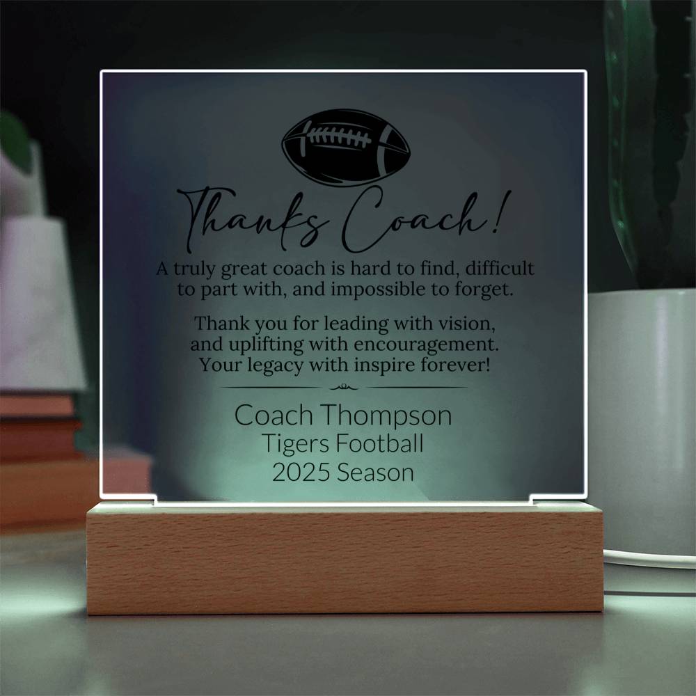 Football Coach Acrylic Square Plaque
