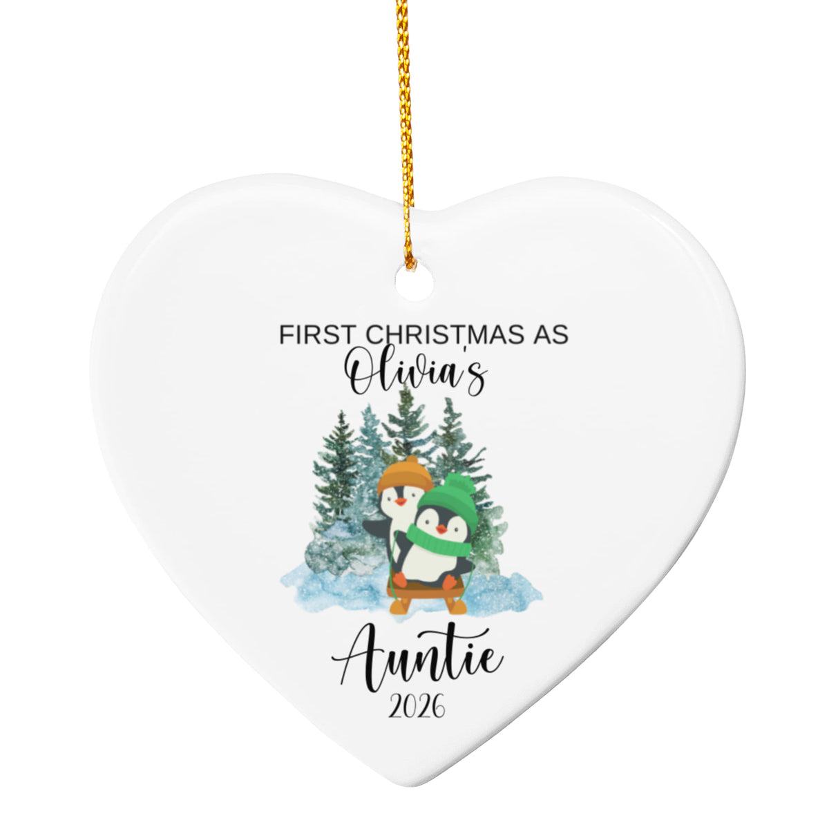 First Christmas As Aunt Heart Ornament