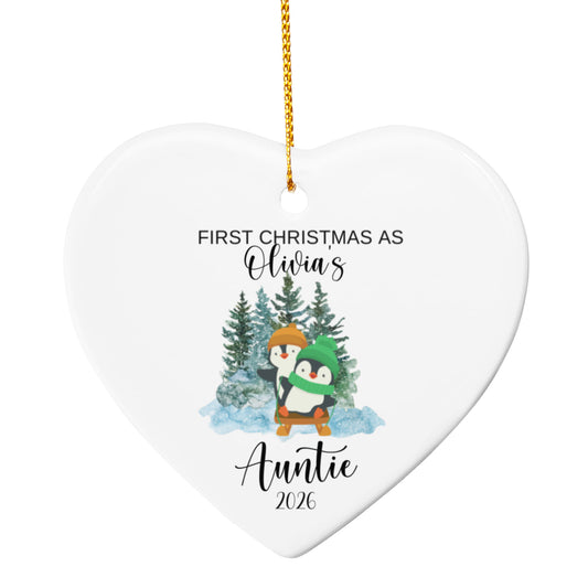 First Christmas As Aunt Heart Ornament