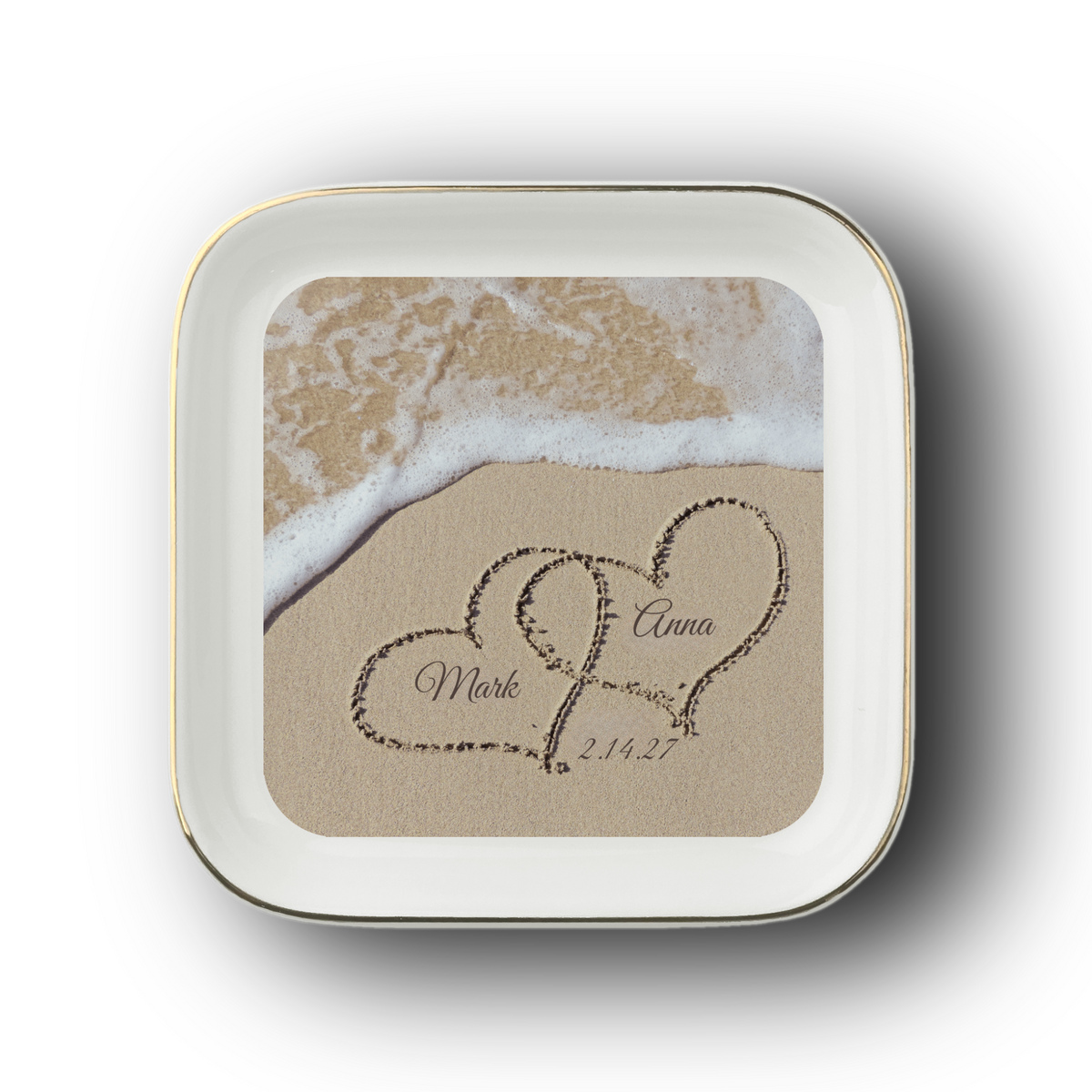 Beach Names in the Sand Couple Jewelry Dish