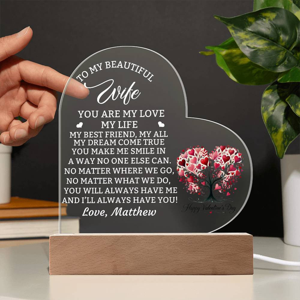 Valentines Day Acrylic Heart Gift for Wife-[Heartfelt Family Gift]